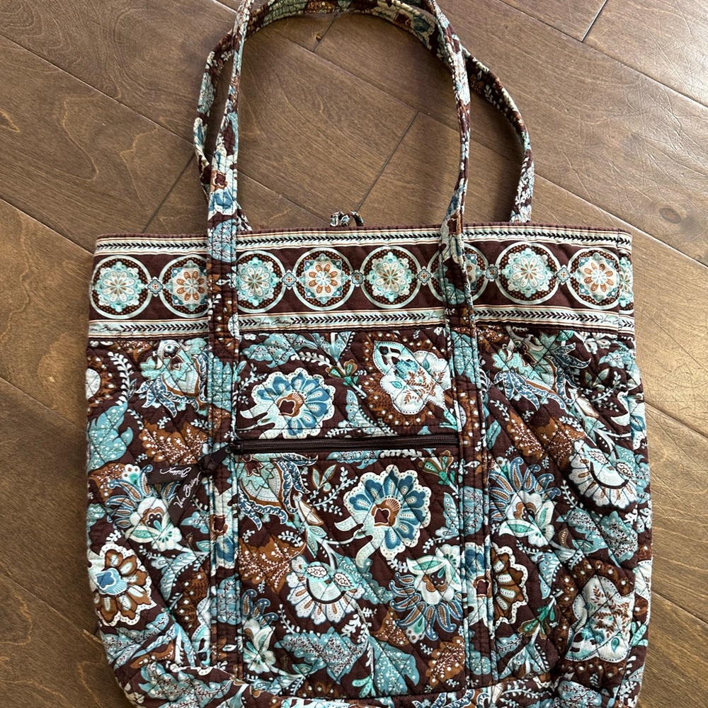 SOLD-Vera Bradley Brown and Blue Floral Tote